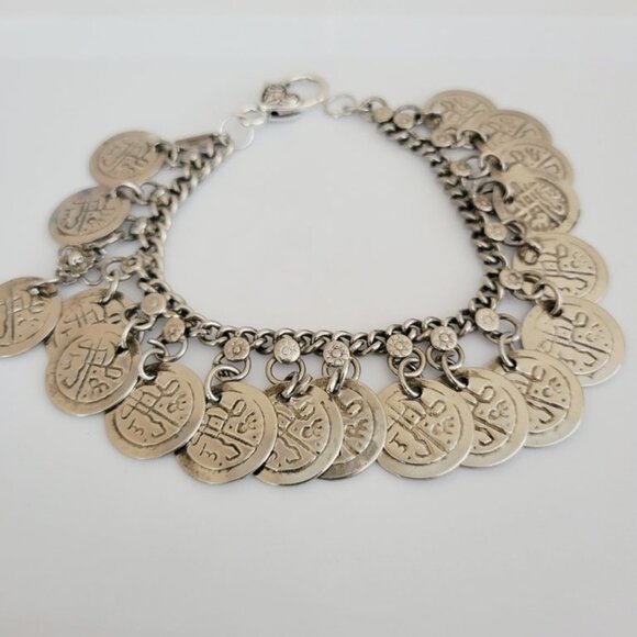 3 Pc Vintage Estate Belly Dancer Coin Chain Upcycled Necklace Bracelet, Earrings - Picture 11 of 16